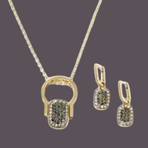 Heidi Daus "YOU ARE GONNA FLIP" Pave Crystal Convertible Jewelry Set HEMATITE